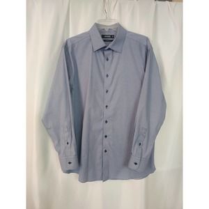 MURANO Stretch Button Down Blue Print Workwear Shirt.